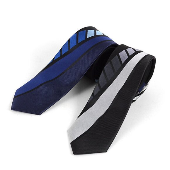 Neck Tie - Men's - Black With Silver & Gray Unique Designs - NWT - Picture 3 of 4